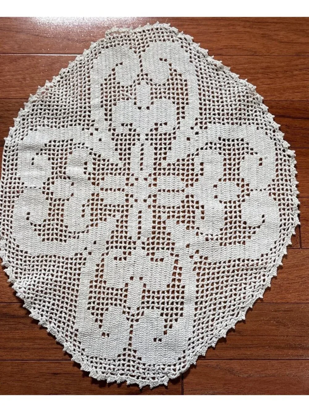 Handmade Crochet Lace Oval Doily 13x16